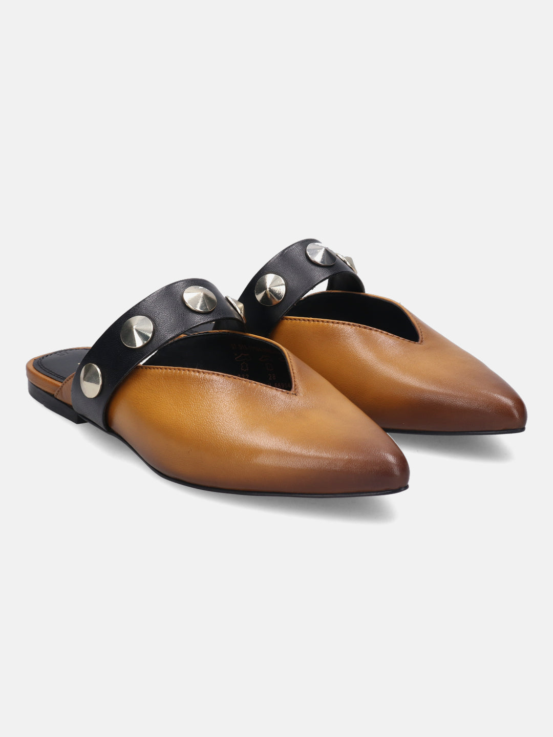 Tabea Cognac & Black Flat Sandals - BAGATT