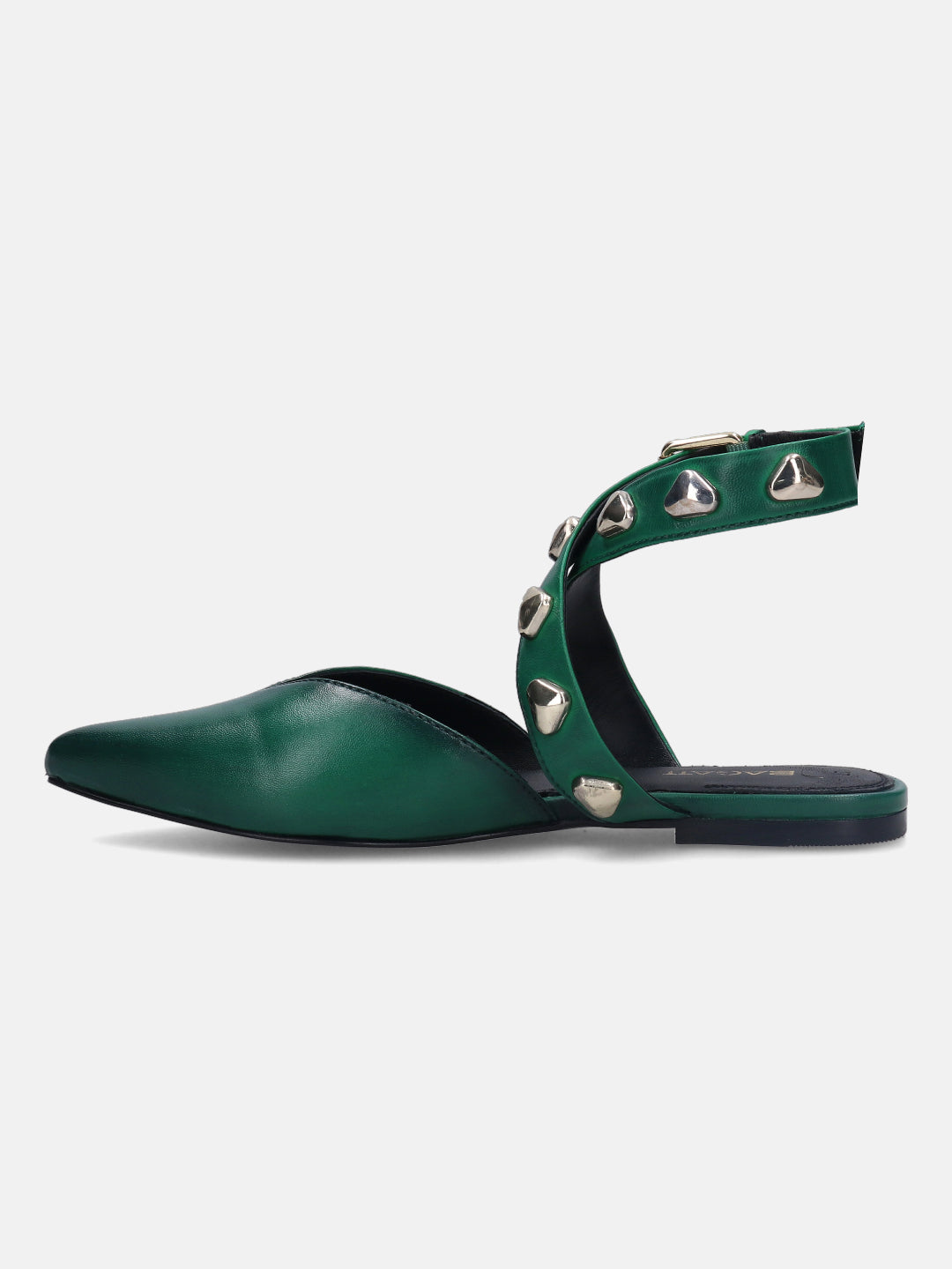 Tabea Dark Green Flat Sandals - BAGATT