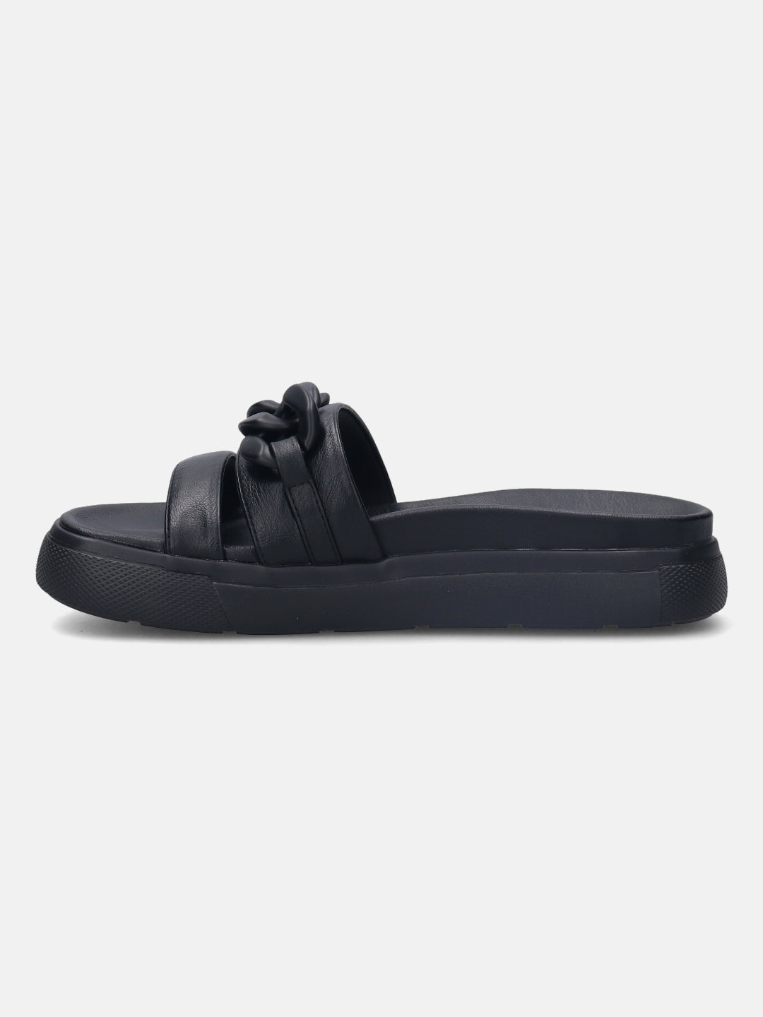 Dalia Black Flatform Sandals - BAGATT