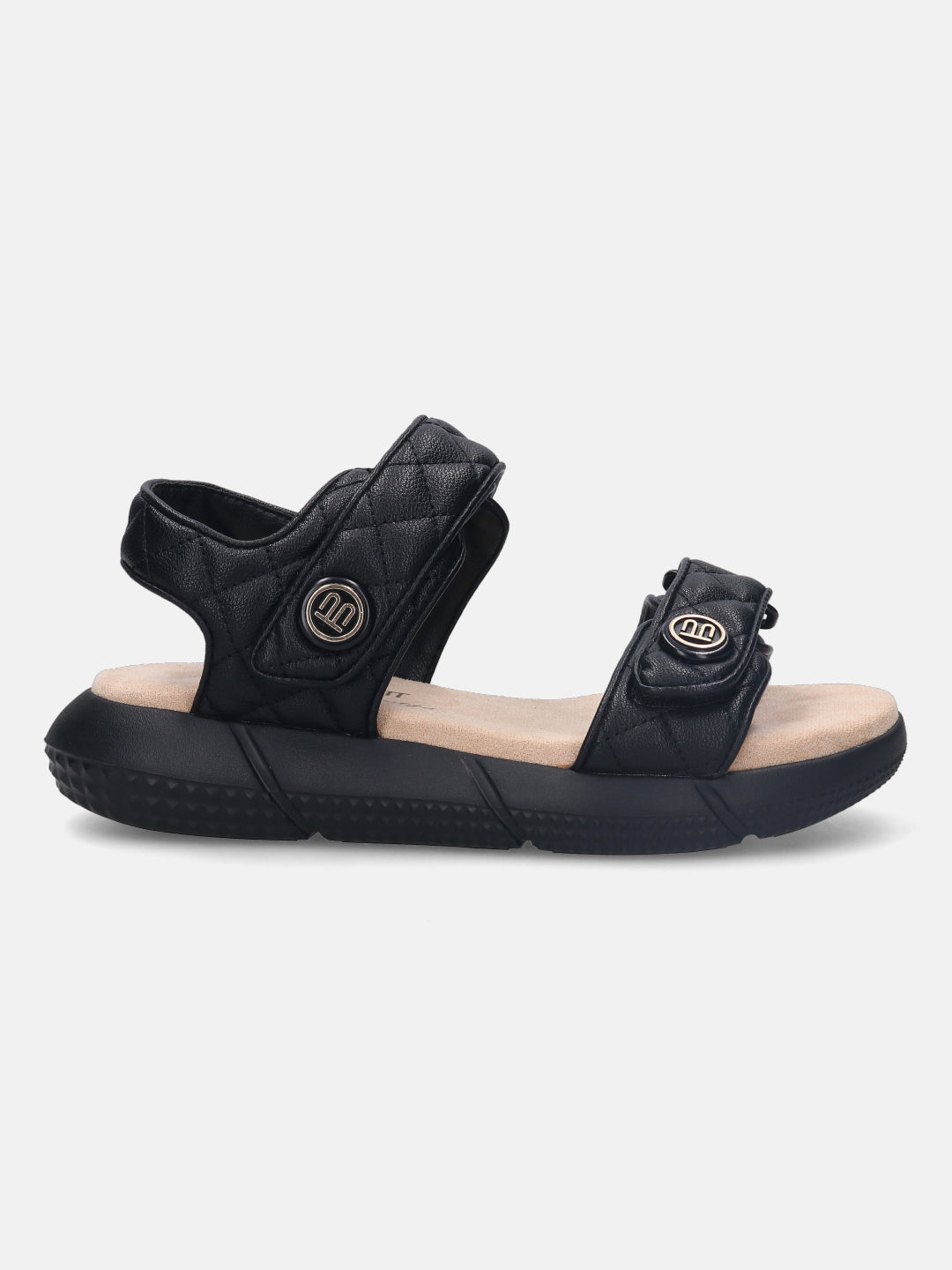 Jersey Black Flatform Sandals - BAGATT