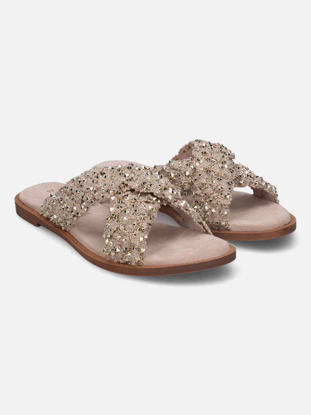 Goldy Beige Flat Sandals - BAGATT