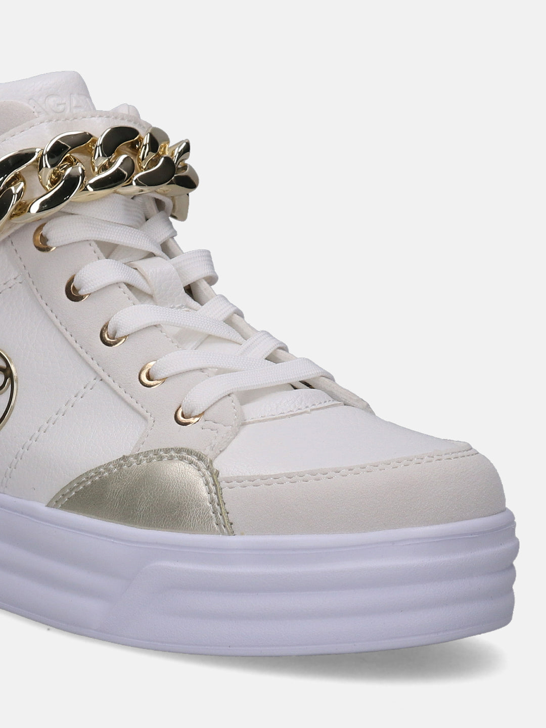 Blu White & Metallics High Top Sneakers